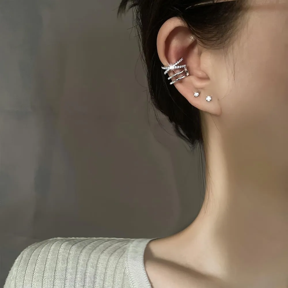 Ear Cuffs for Women Non Piercing 14K Gold Fake Ear Piercings Hypoallergenic Ear Cuffs Non Piercing Silver Sparkle Clip On Earrings Gold Cartilage Earring Ear Cuff Earrings for Women
