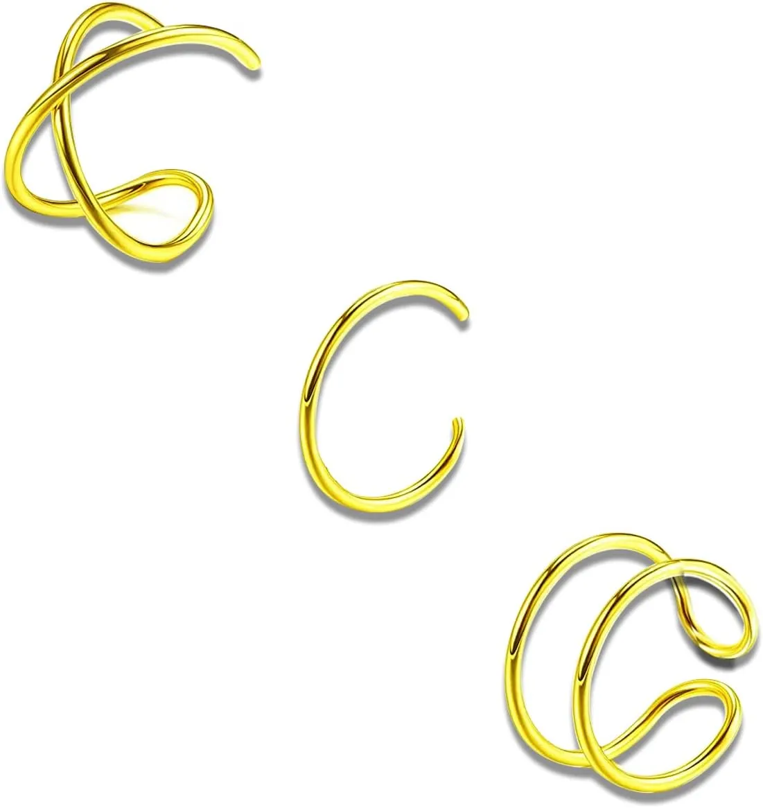 Ear Cuffs for Women Non Piercing, 3pcs 925 Sterling Silver Ear Cuffs Set, Helix Minimalist Fake Cartilage Cuff Earring Everyday Jewelry