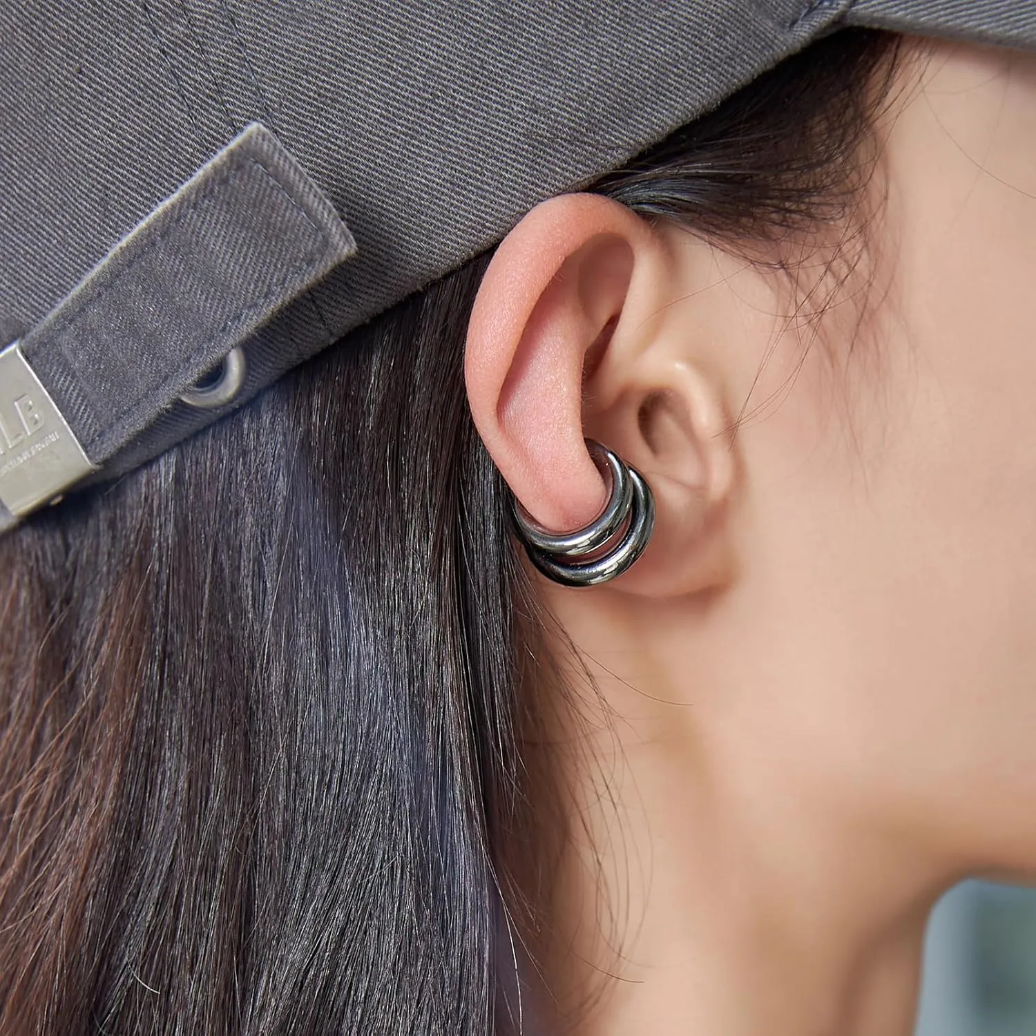 Ear Cuffs for Women,Ear Cuff, Chunky Huggie Hoop Earrings,Cartilage Upper Non Piercing,14k Gold and Silver Set 2pcs
