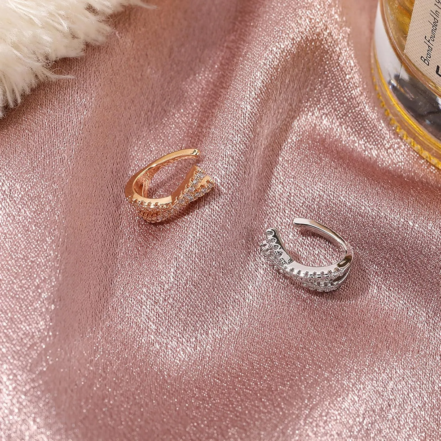 Ear Cuffs Non Piercing Cubic Zirconia Ear Cuff Earrings for Women Trendy Gold Clip on Earrings for Women Gifts Trendy Stuff Hypoallergenic Cartilage Earrings Jewelry