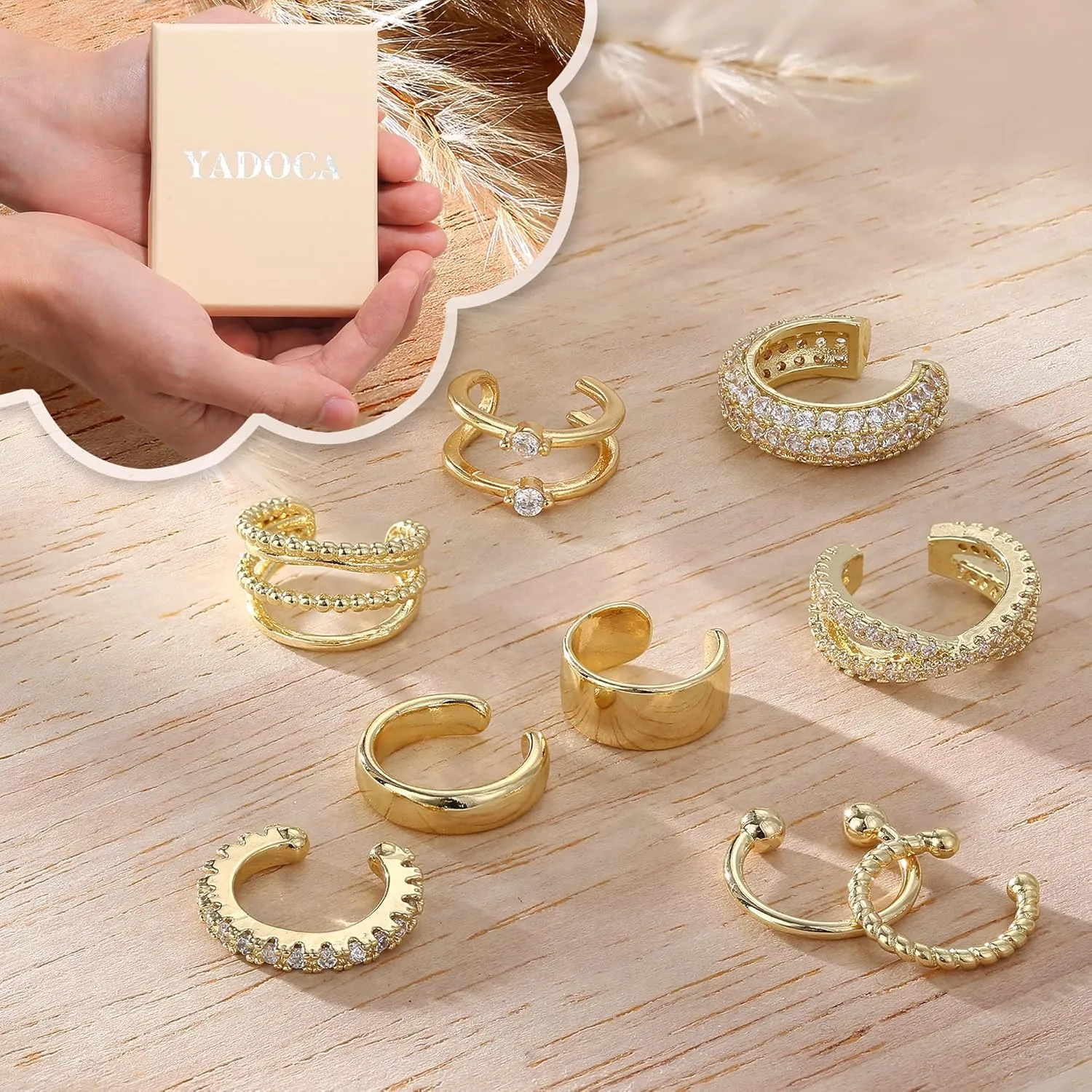 Ear Cuffs Non Piercing Earrings for Women Trendy Lightweight Gold Silver Clip On Fake Earrings Non Pierced Cartilage Ear Cuff Jewelry Set