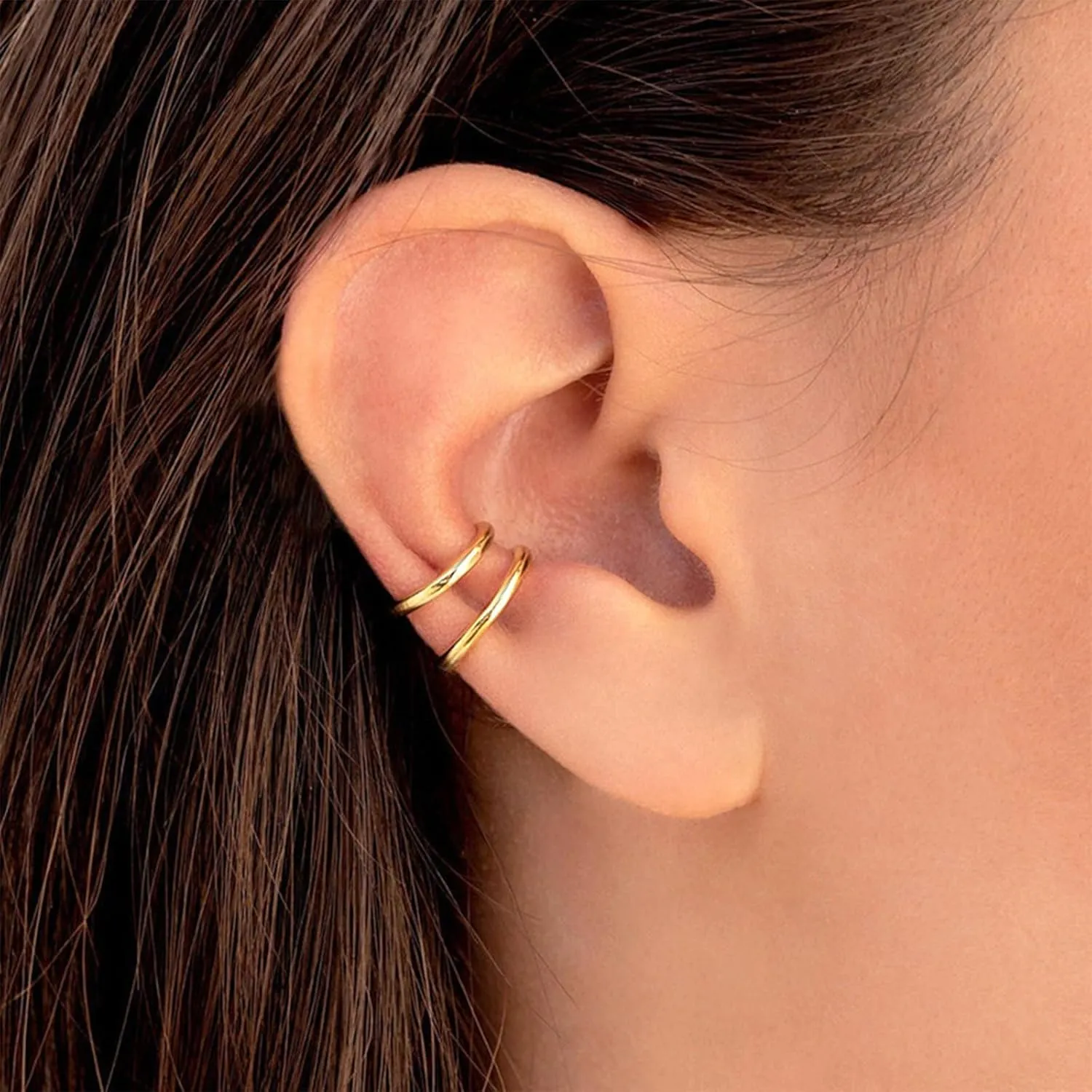 Ear Cuffs Non Piercing Trendy 14K Gold Cuff Earrings Multilayer Non Pierced Cuff Earrings Non Tarnish Hypoallergenic Clip on Earrings