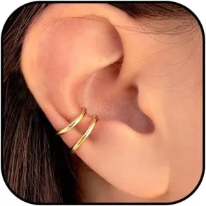 Ear Cuffs Non Piercing Trendy 14K Gold Cuff Earrings Multilayer Non Pierced Cuff Earrings Non Tarnish Hypoallergenic Clip on Earrings