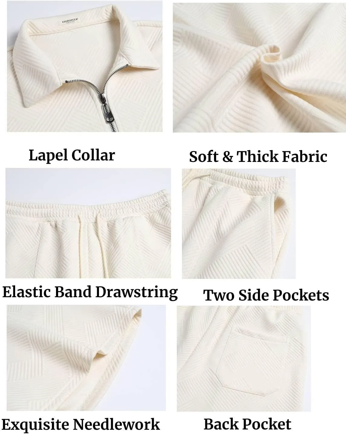 EISHOPEER Men's Polo Shirt and Shorts Set Fashion Zipper 2 Pieces Outfits