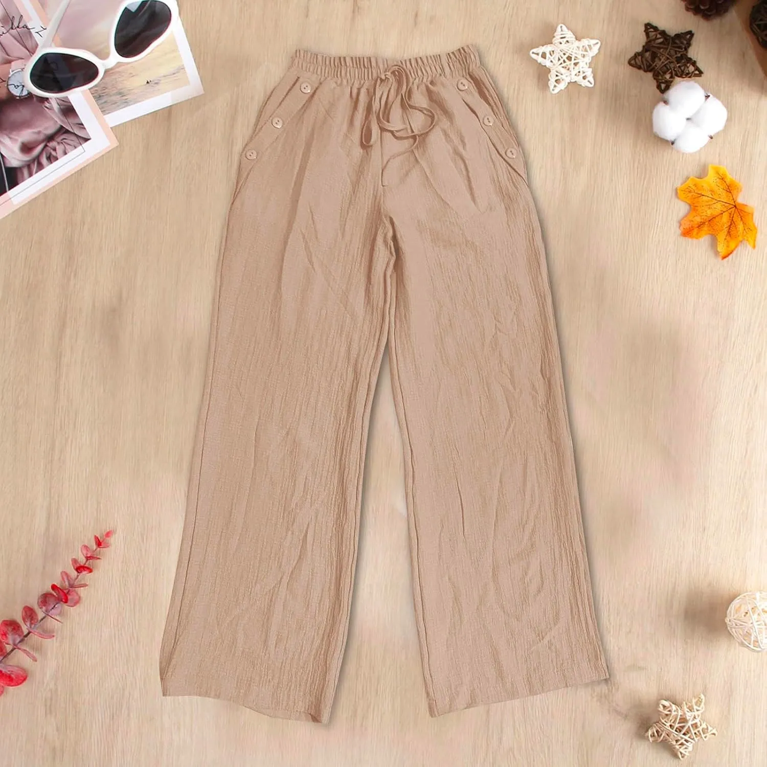 Elastic High Waisted Loose Pants Woman Relaxed Fit Baggy Clothes Black Demin Pants High Women Cargo Pants with