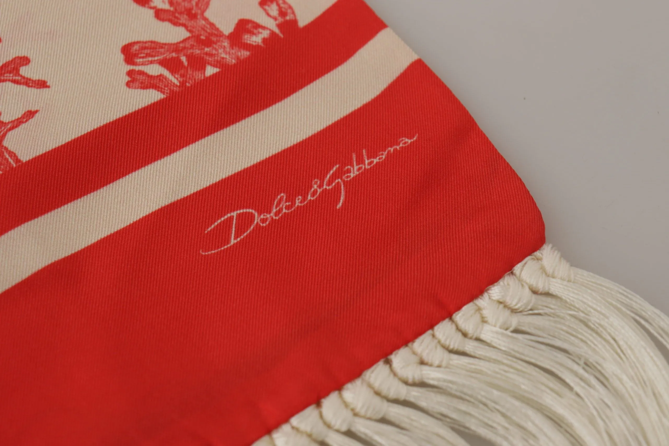 Elegant Silk Men's Scarf Wrap - Red Coral Print