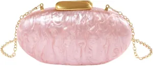 Evening BagsWomen Evening Bag Chain Strap Shoulder Crossbody Bag Eggs Shaped Evening Clutches Bag Acrylic Purse Handbag for Party