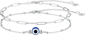 Evil Eye Bracelet for Women Blue Eye Anklet Link Chain Bracelets 14K Gold Adjustable Charm Jewelry Gift for Women
