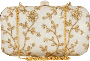 Exquisite Handcrafted Printed Clutches  Perfect Indian Wedding Accessories, Stylish Party Bags, and Unique Return Gifts (1 Pcs,White)