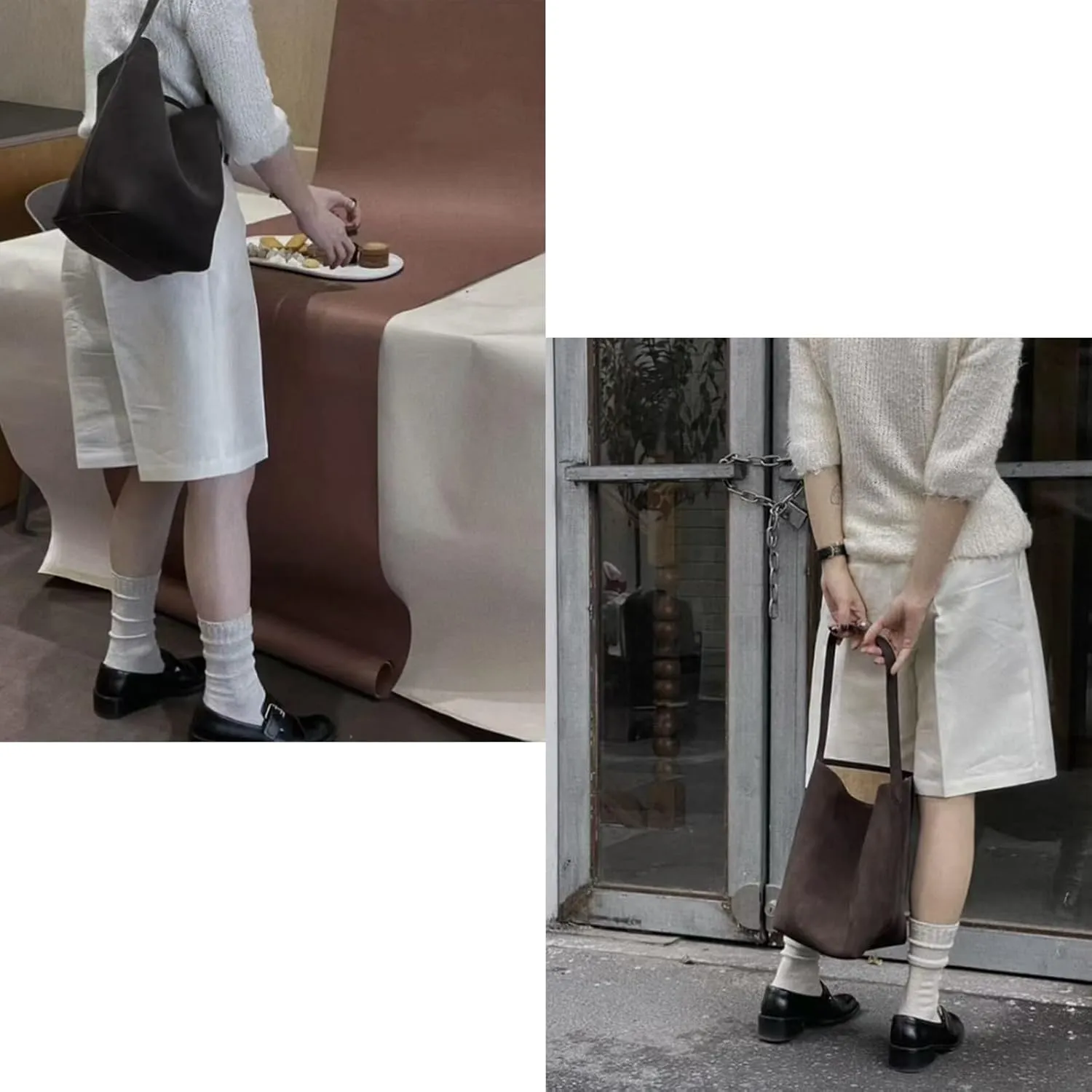 Fashion Suede Leather Bucket Bag,Retro Large Top Handle Handbags and Designer Purses for Shopping Travel School