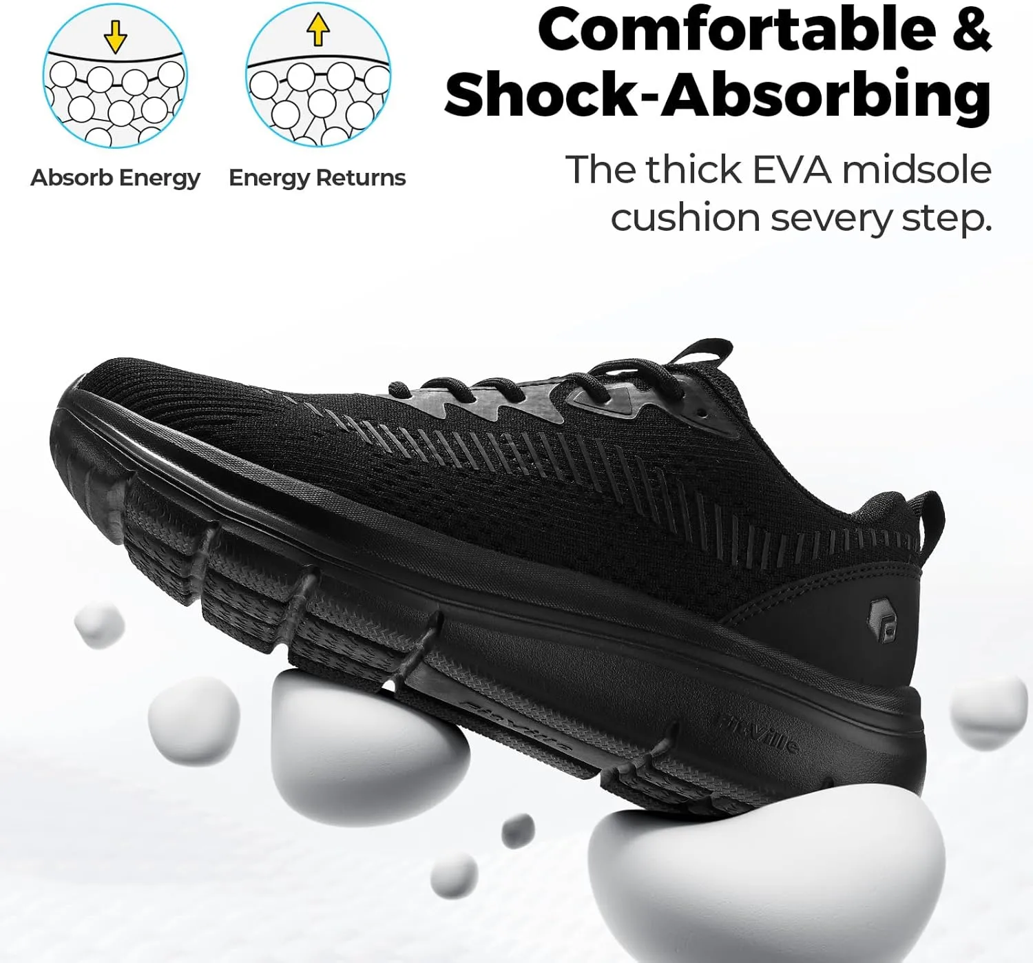 FitVille Men's Walking Shoes Wide Width, Comfortable Orthopedic Sneakers Lightweight Tennis Shoes Gym Workout Sneakers for Plantar Fasciitis - Cloud Wanderer V20