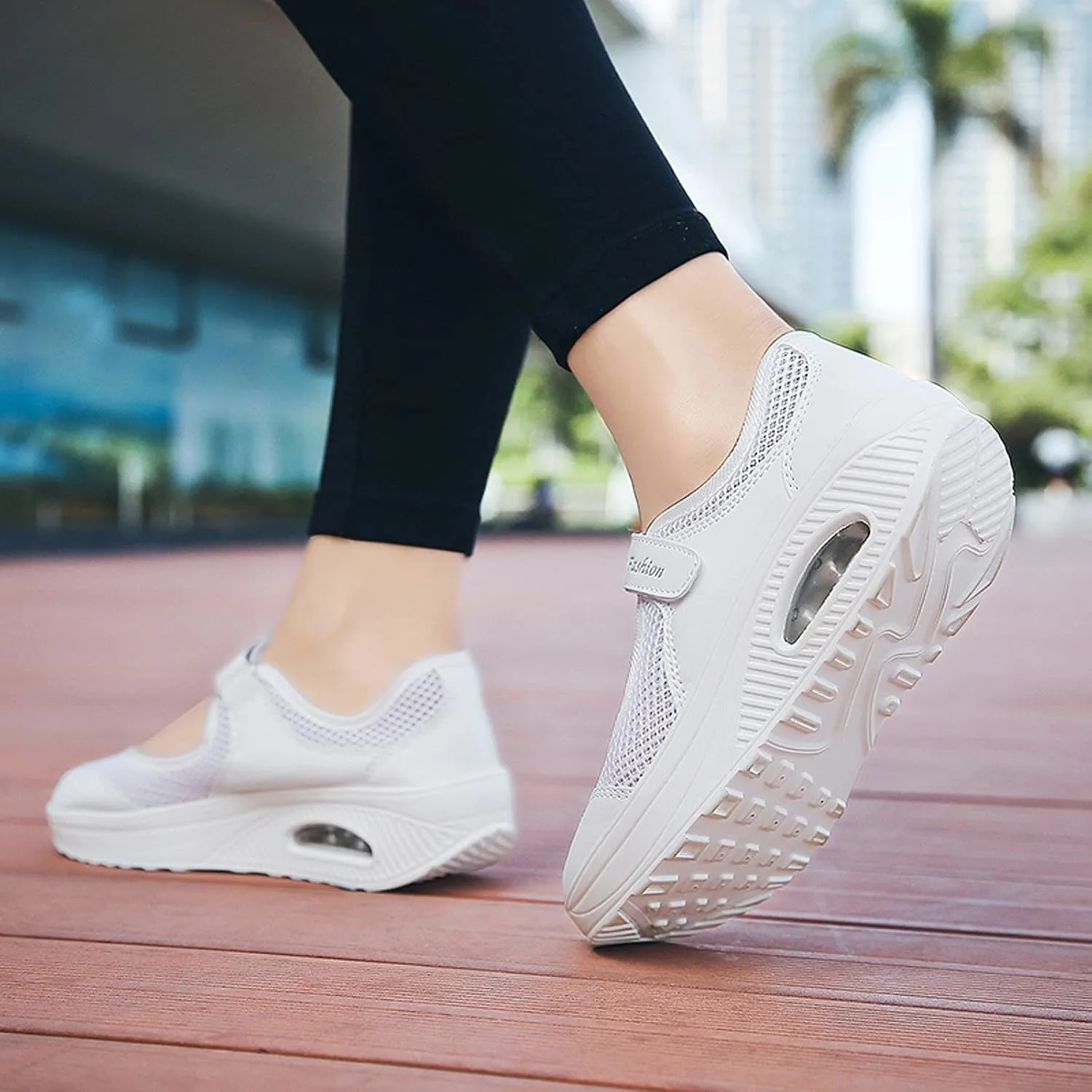 FLIOZY Nurse Shoes Women's Walking Shoes Air Cushion Platform Sneaker Breathable Lightweight Casual Shoes