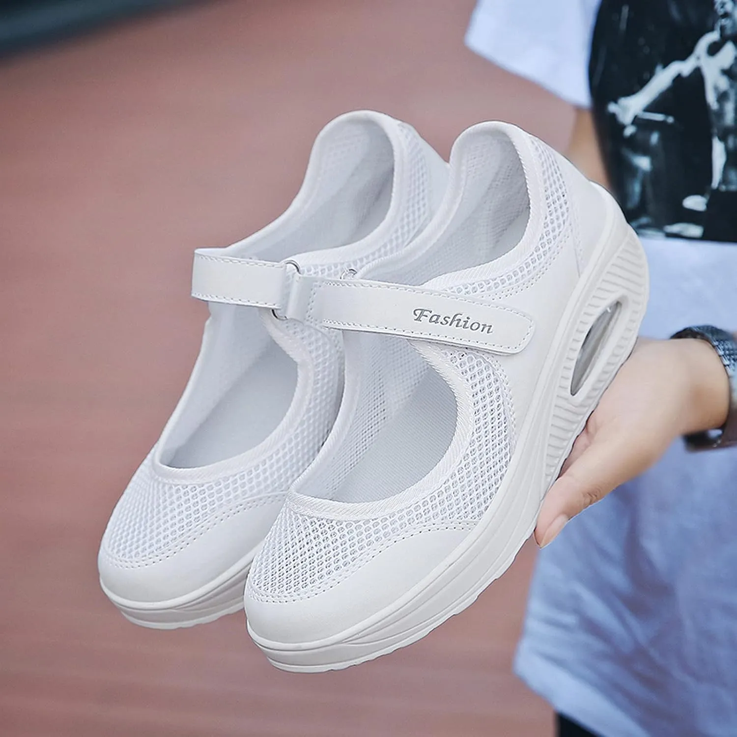 FLIOZY Nurse Shoes Women's Walking Shoes Air Cushion Platform Sneaker Breathable Lightweight Casual Shoes