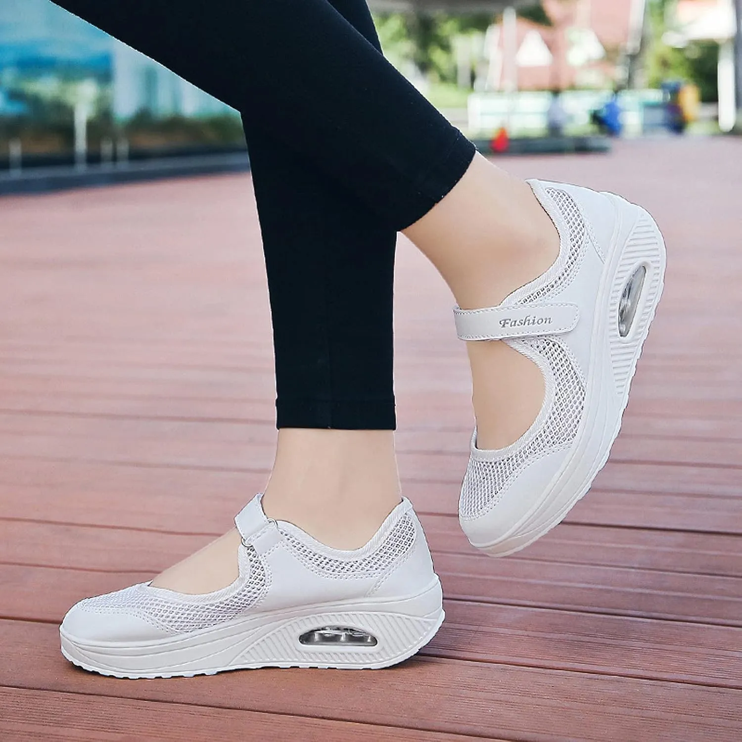 FLIOZY Nurse Shoes Women's Walking Shoes Air Cushion Platform Sneaker Breathable Lightweight Casual Shoes