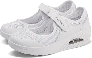 FLIOZY Nurse Shoes Women's Walking Shoes Air Cushion Platform Sneaker Breathable Lightweight Casual Shoes