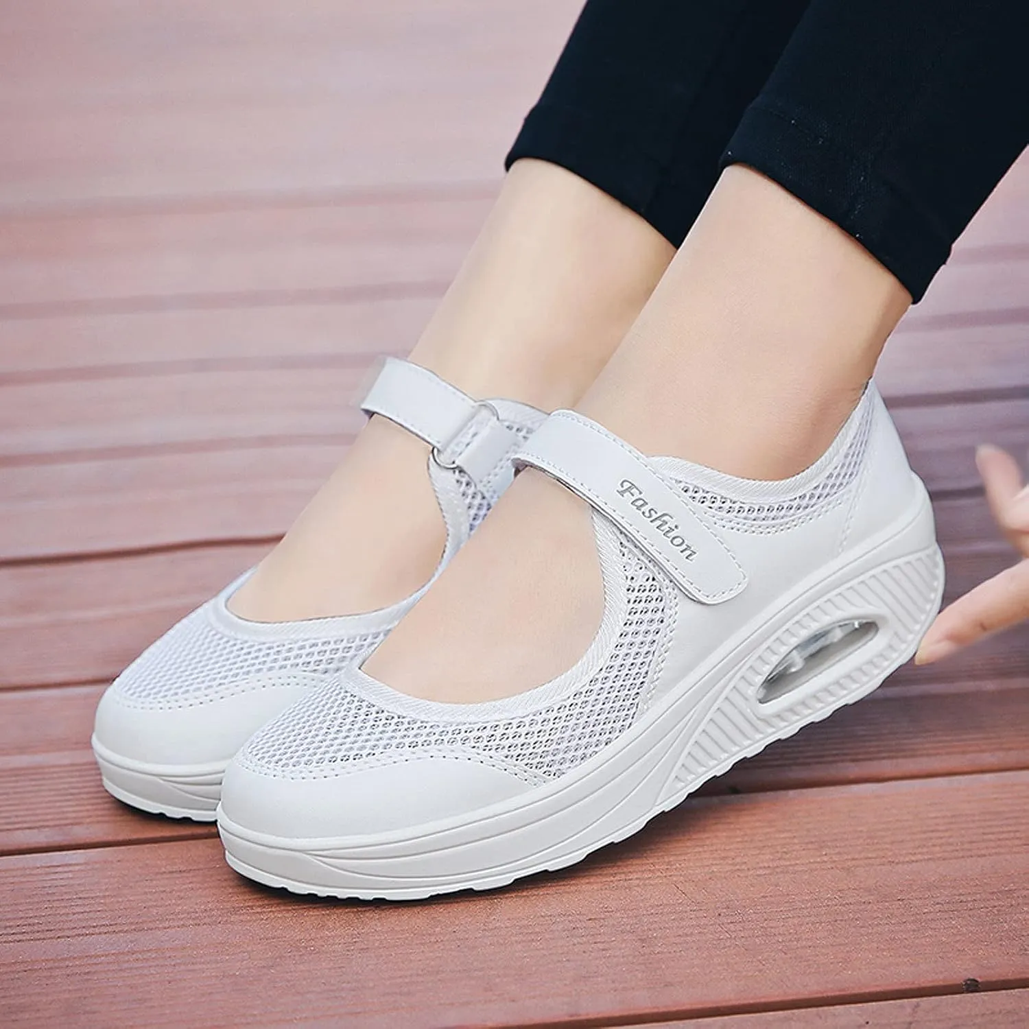 FLIOZY Nurse Shoes Women's Walking Shoes Air Cushion Platform Sneaker Breathable Lightweight Casual Shoes