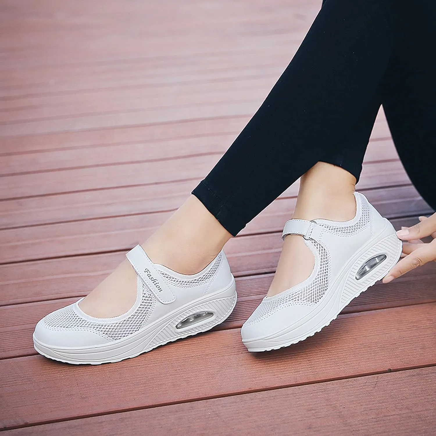 FLIOZY Nurse Shoes Women's Walking Shoes Air Cushion Platform Sneaker Breathable Lightweight Casual Shoes