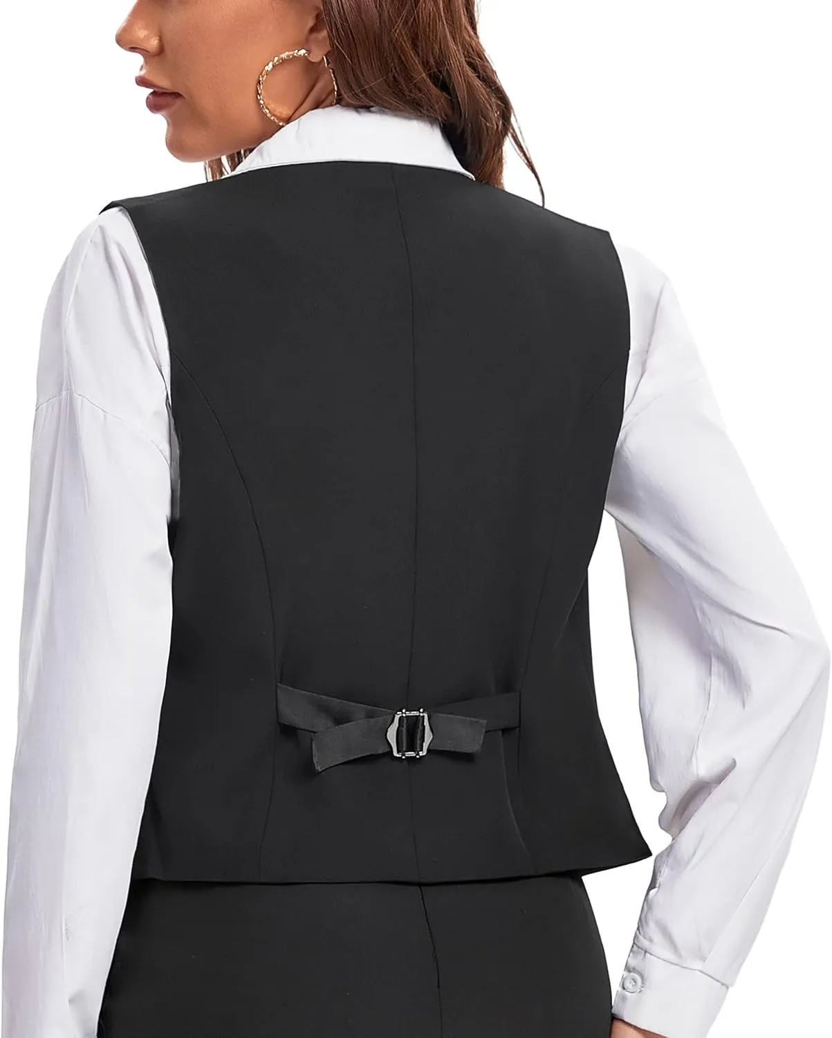 Foucome Women's Formal Regular Fitted Business Dress Suits Button Down Vest Waistcoat