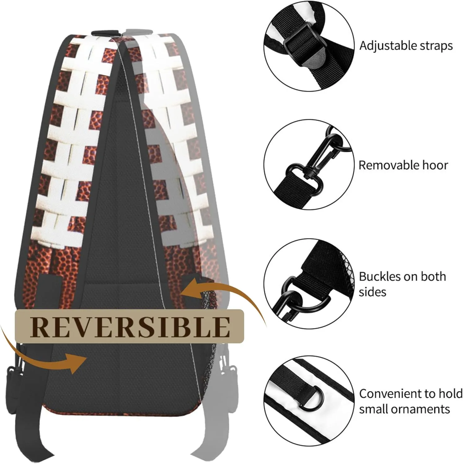 Funny Football Print Sling Bag for Men Women, Crossbody Backpack Purse Chest Daypack Shoulder Bag for Sports Hiking Running Travel