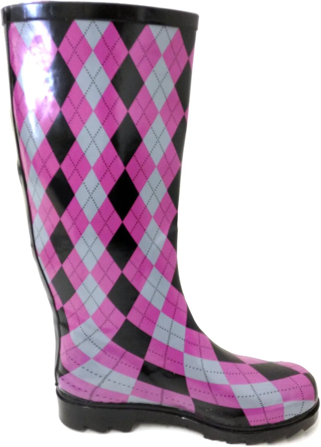 G4U Women's Rain Boots Multiple Styles Color Mid Calf Wellies Buckle Fashion Rubber Knee High Snow Shoes