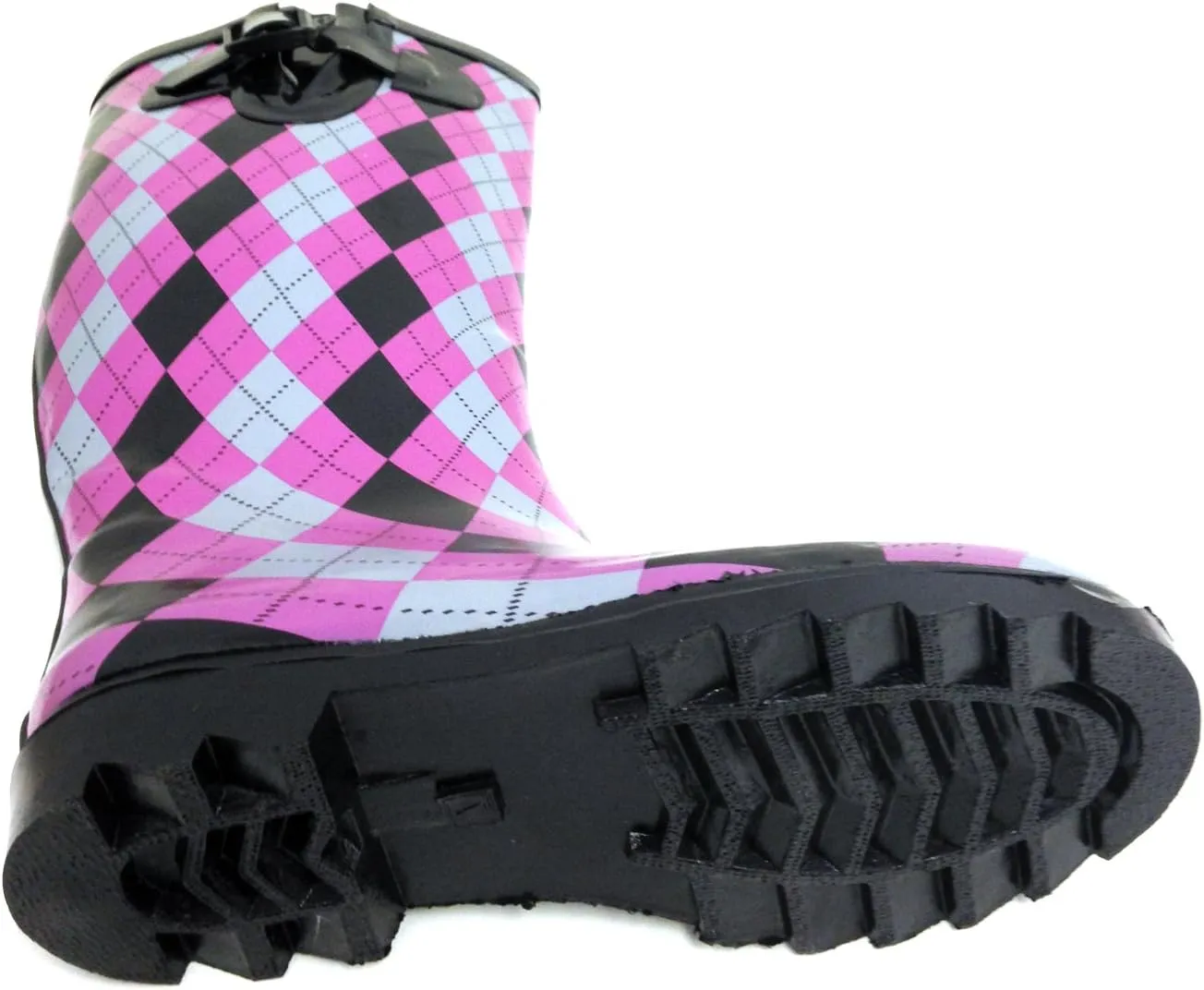 G4U Women's Rain Boots Multiple Styles Color Mid Calf Wellies Buckle Fashion Rubber Knee High Snow Shoes