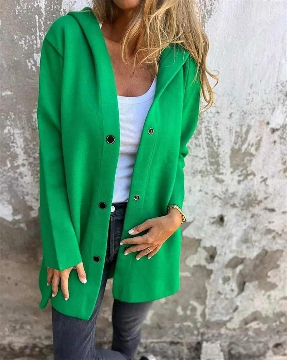Glamcloths - Casual Breasted Hooded Jacket, Asperbelly Jacket, Casual Breasted Hooded Jacket