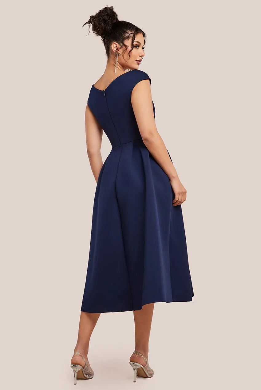 Goddiva Corset Fit & Flare Midi Dress