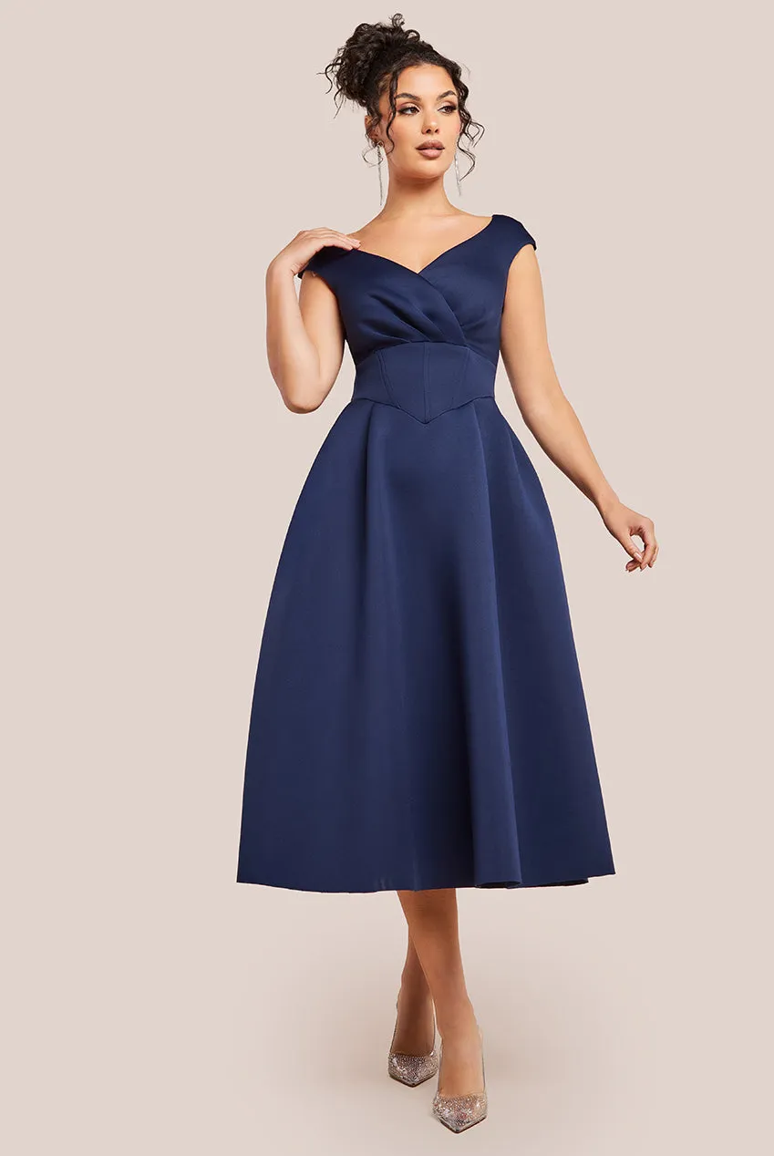 Goddiva Corset Fit & Flare Midi Dress