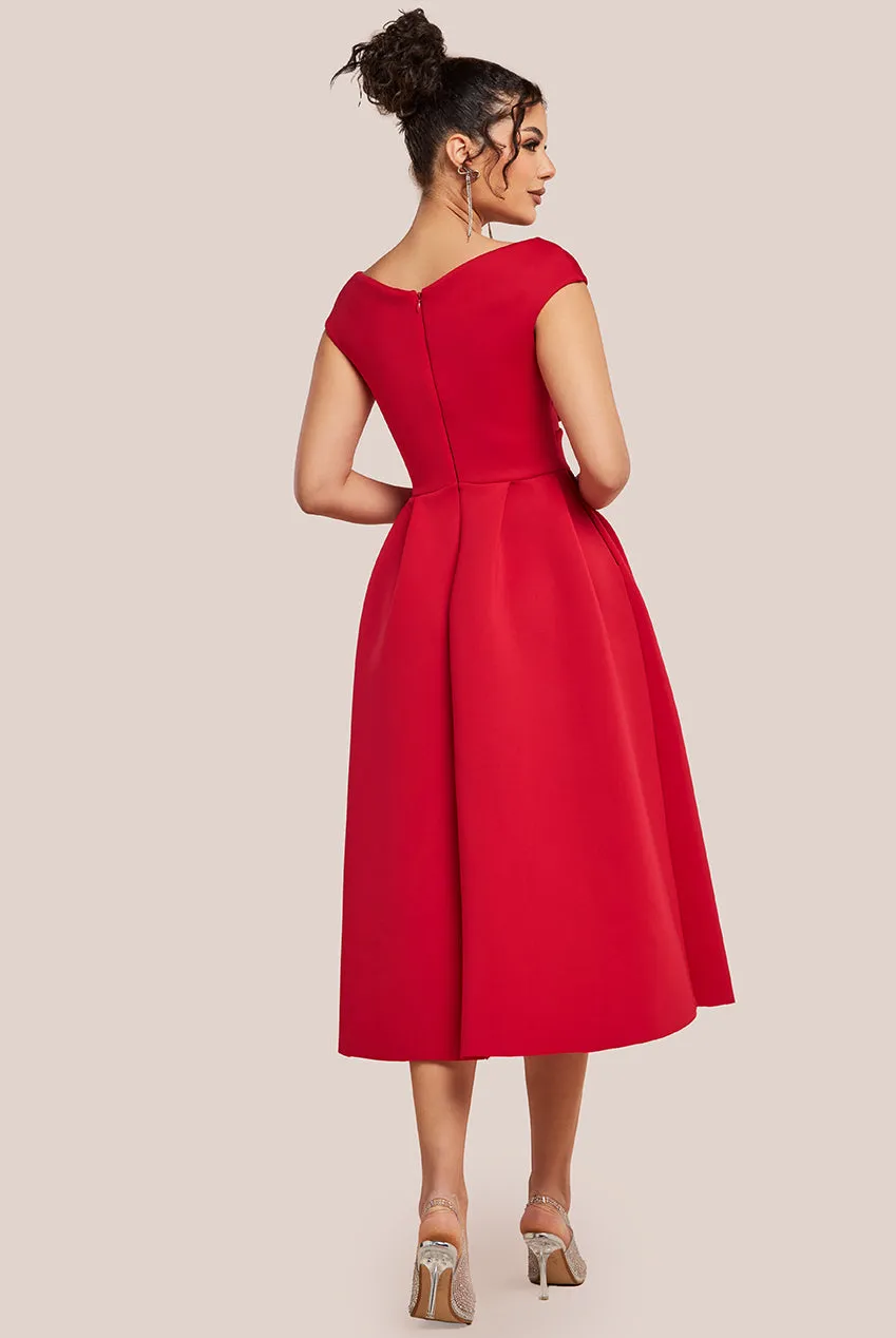 Goddiva Corset Fit & Flare Midi Dress