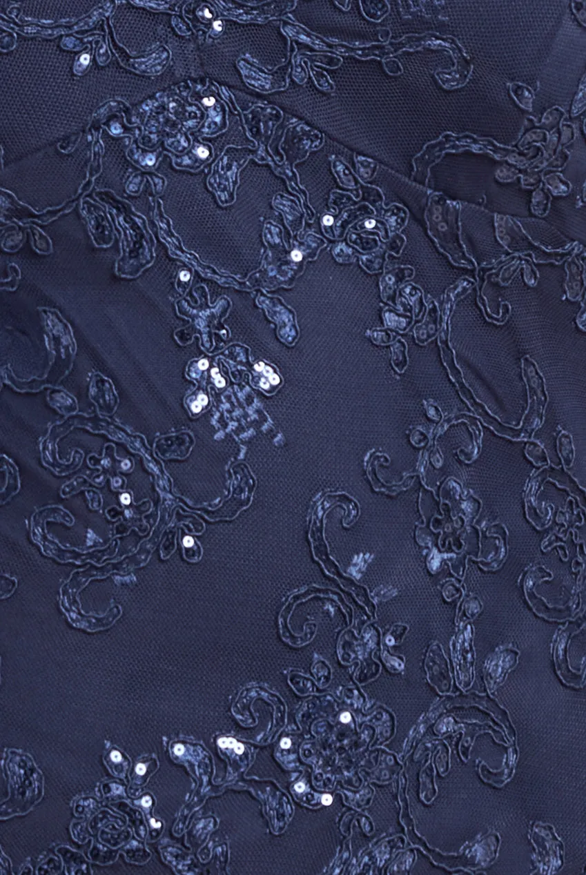 Goddiva Embroidered Lace Scalloped Edge Maxi Dress