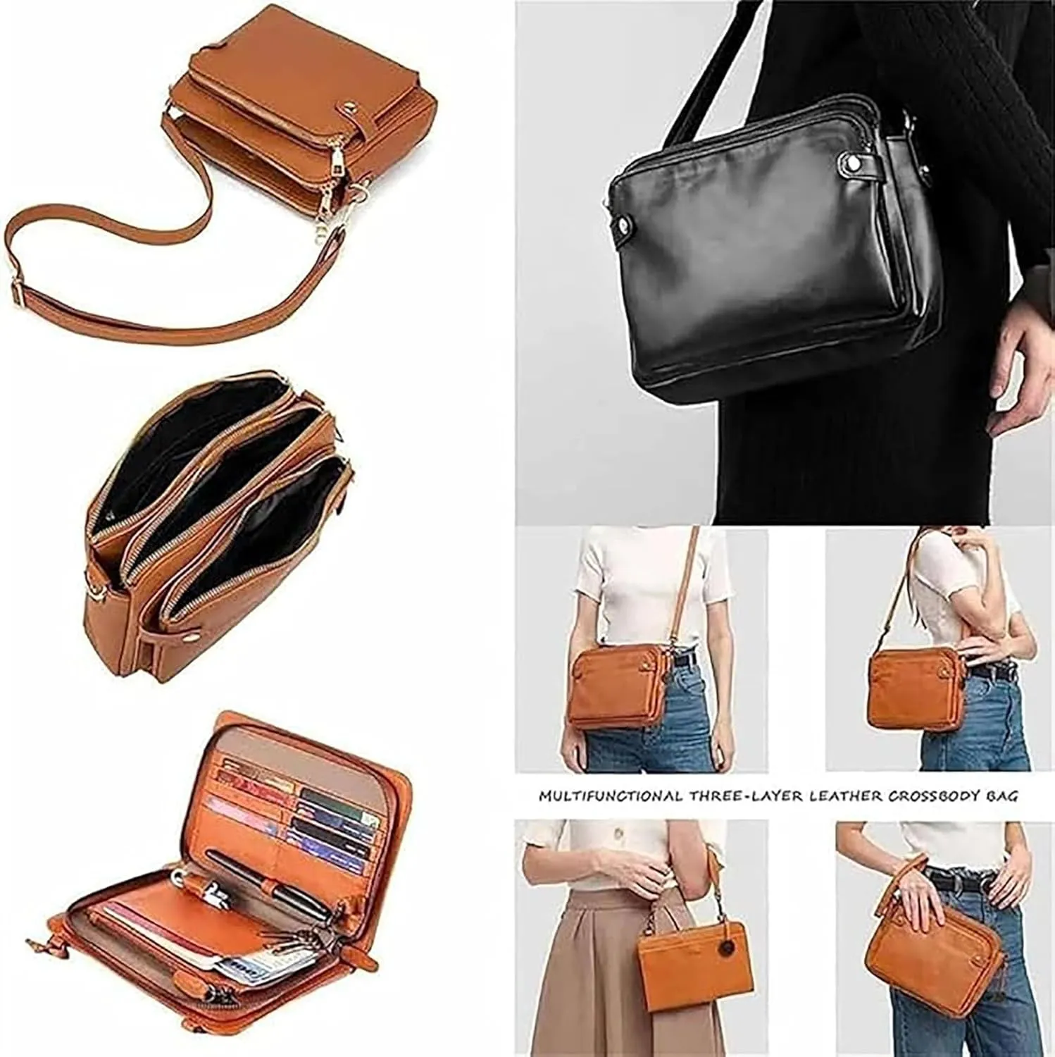 Gpmsign Crossbody Bag, 2024 New Crossbody PU Leather Shoulder Bags, Adjustable Handbags purses, Gpmsign Anti Theft Leather Bag (Green)