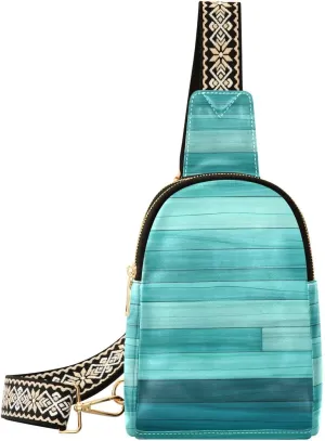 Green Wood Sling Bag for Women Fanny Packs for Women Small Leather Fanny Pack Crossbody Bags Fashion Waist Packs Chest Bag for Travel 21341601