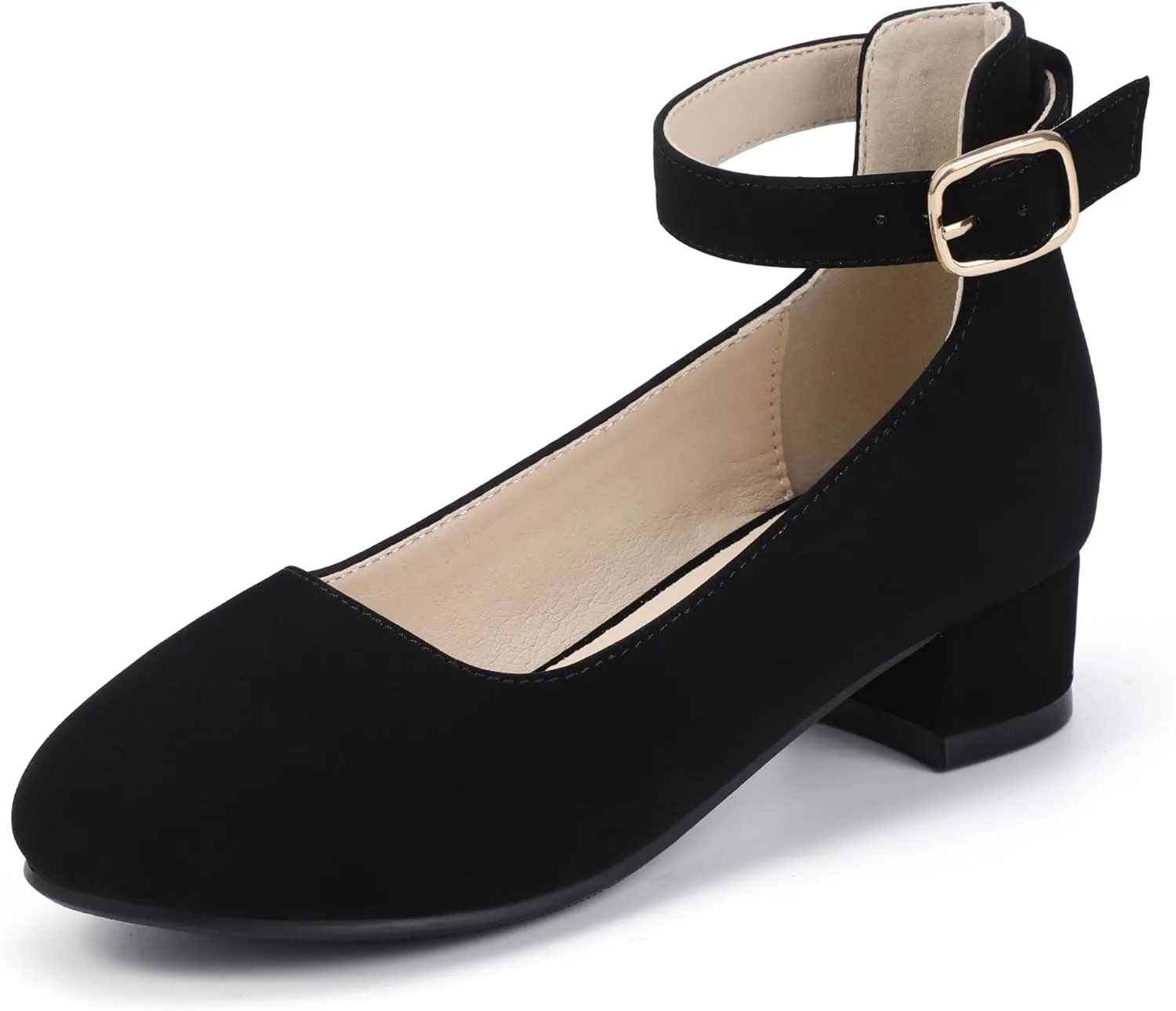 Hehainom Girls Dress Shoes Ankle Strap Flower Girl Heels for Little Big Kids Heels Wedding Church Party Shoes