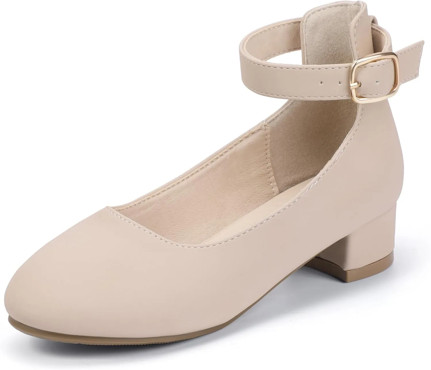 Hehainom Girls Dress Shoes Ankle Strap Flower Girl Heels for Little Big Kids Heels Wedding Church Party Shoes