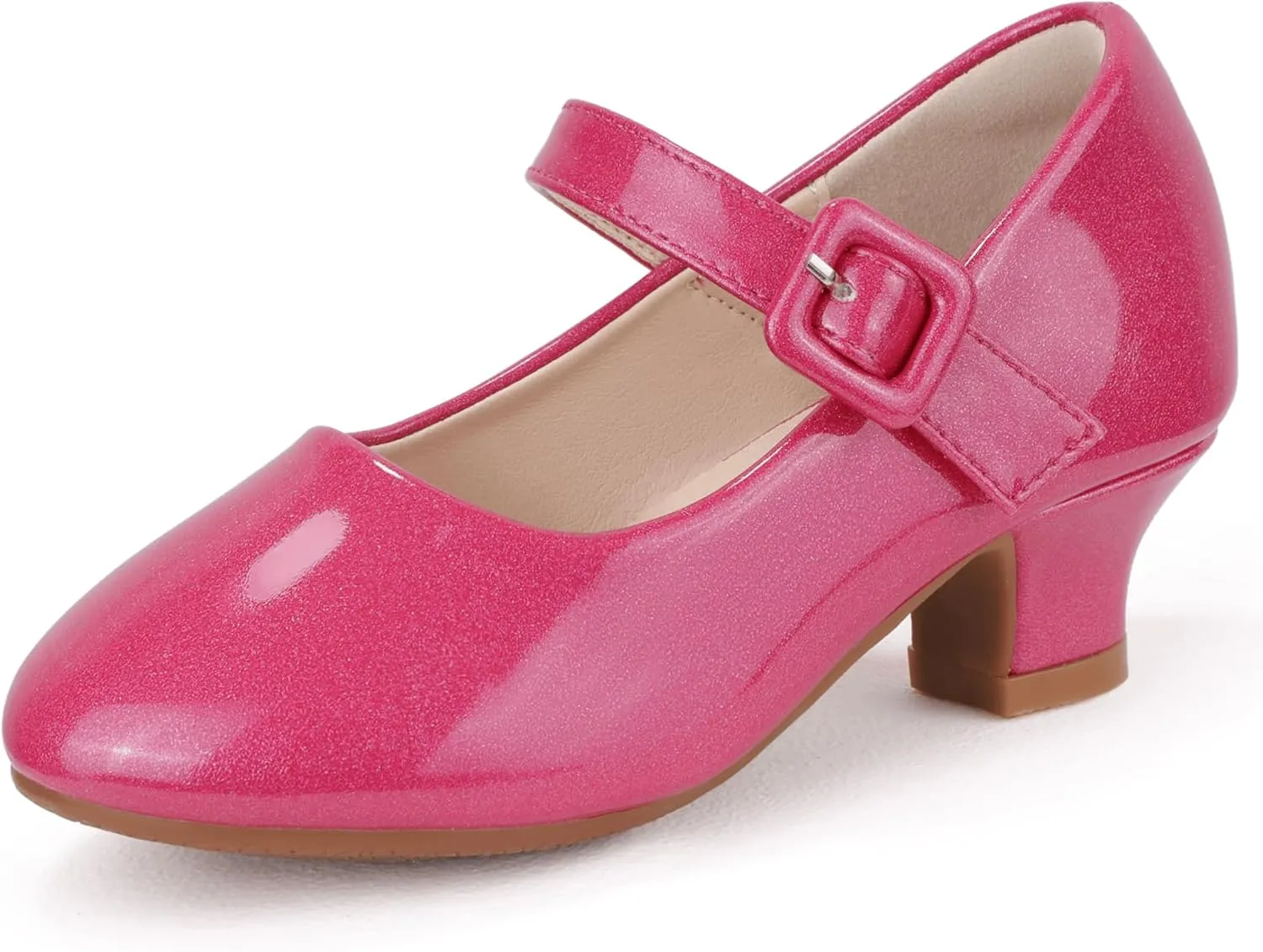 Hehainom Girls Dress Shoes Low Heels Mary Jane Flower Girl Wedding Party Communion Toddler Kids Heels