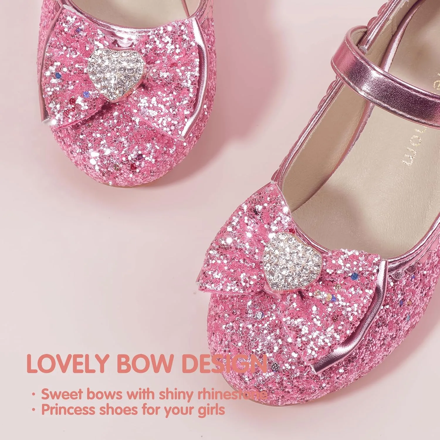 Hehainom Girls Dress Shoes Low Heels Mary Jane Flower Girl Wedding Party Communion Toddler Kids Heels