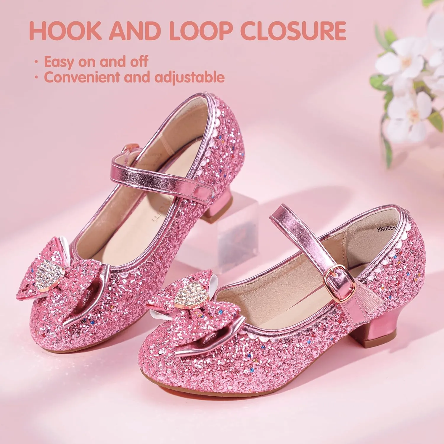 Hehainom Girls Dress Shoes Low Heels Mary Jane Flower Girl Wedding Party Communion Toddler Kids Heels