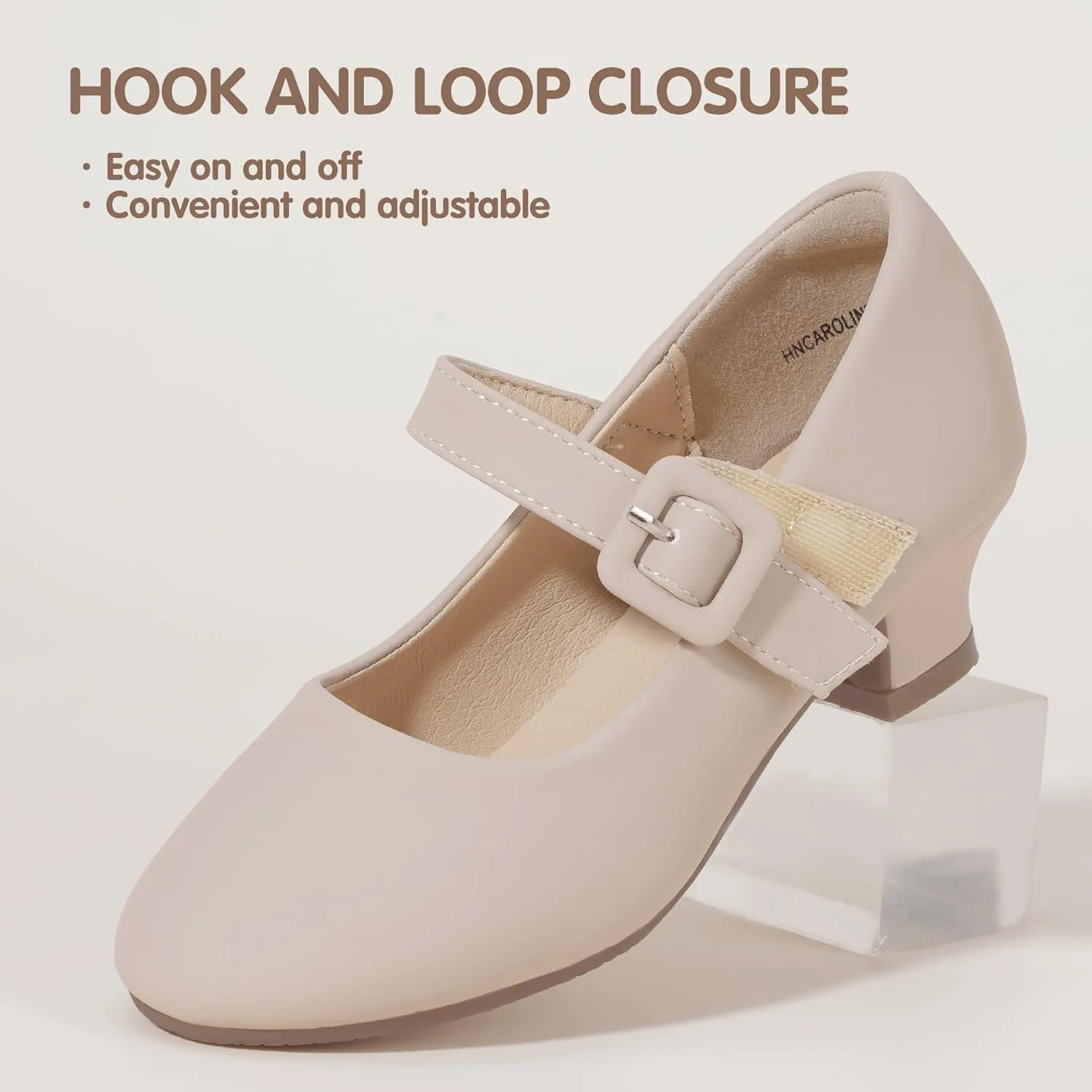 Hehainom Girls Dress Shoes Low Heels Mary Jane Flower Girl Wedding Party Communion Toddler Kids Heels