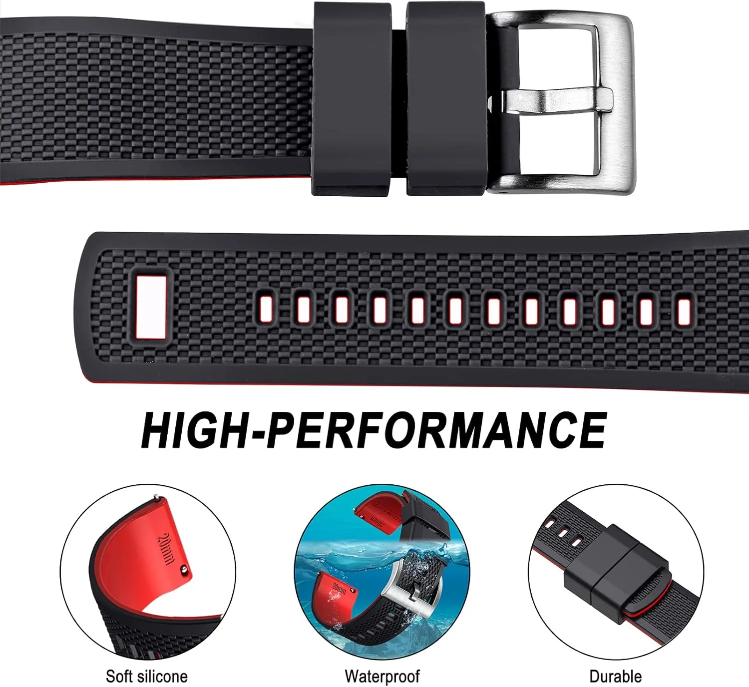 Hemsut Silicone Watch Bands, 18mm 20mm 22mm Quick Release Rubber Watch Strap for Men Women Soft Replacement, 10 Colors for Choose