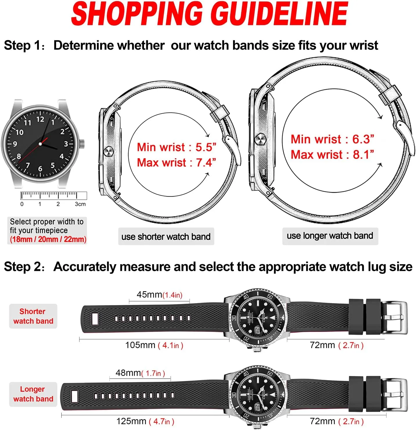 Hemsut Silicone Watch Bands, 18mm 20mm 22mm Quick Release Rubber Watch Strap for Men Women Soft Replacement, 10 Colors for Choose