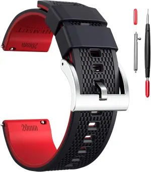 Hemsut Silicone Watch Bands, 18mm 20mm 22mm Quick Release Rubber Watch Strap for Men Women Soft Replacement, 10 Colors for Choose