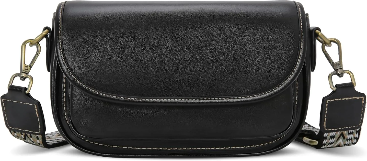 HESHE Genuine Leather Bags for Women Black Crossbody Purse Designer Shoulder Handbags Zipper Satchel Purse