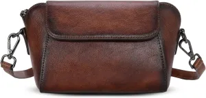 HESHE Genuine Leather Crossbody Bags for Women Multi Pockets Purse Satchel Bag Designer Shoulder Purse for Travel