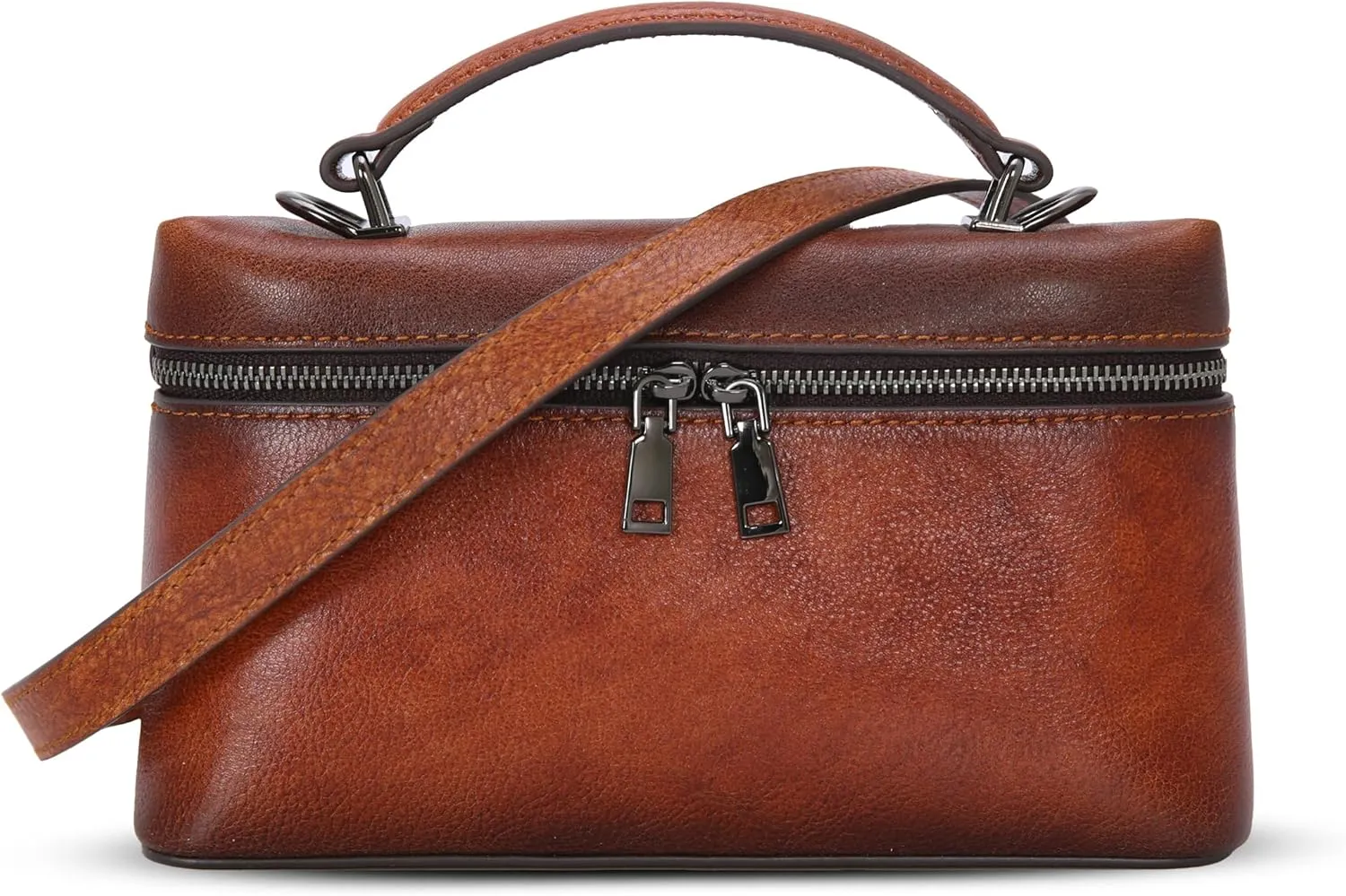 HESHE Leather Crossbody Bags for Women Vintage Shoulder Purses with Adjustable Strap Ladies Purses and Handbags