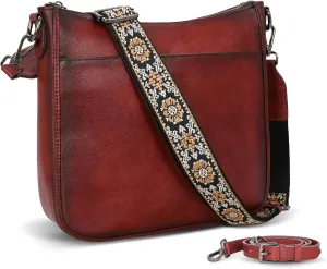 HESHE Leather Purse for Women Trendy Crossbody Bags Casual Satchel Purse Travel Designer Handbags with Adjustable Strap