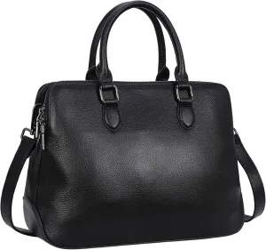 HESHE Leather Purses and Handbags Black Top Handle Purse Satchel Bags for Women Medium Crossbody Purse for Work