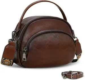 HESHE Leather Shoulder Bags for Women Crossbody Purse with Zipper Satchel Handbags Travel Bag for Women
