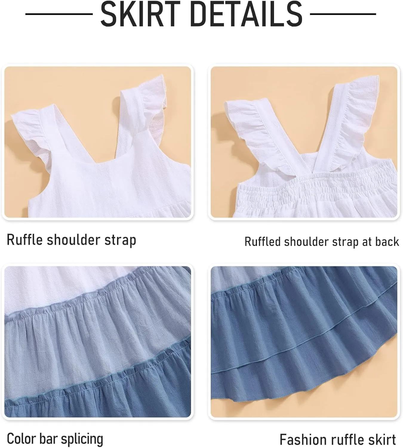 Hipea Toddler Baby Girls' Dresses Outfits Sleeveless Backless Colour Block Dress Kids Casual Beach Dresses