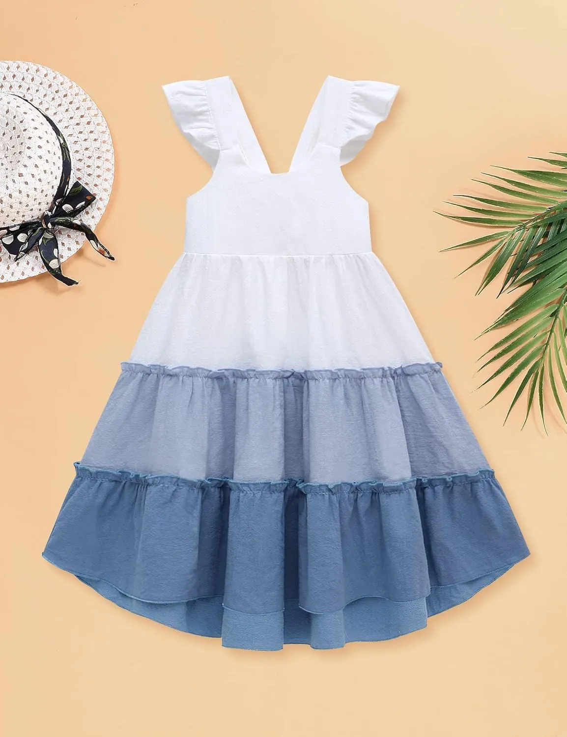 Hipea Toddler Baby Girls' Dresses Outfits Sleeveless Backless Colour Block Dress Kids Casual Beach Dresses
