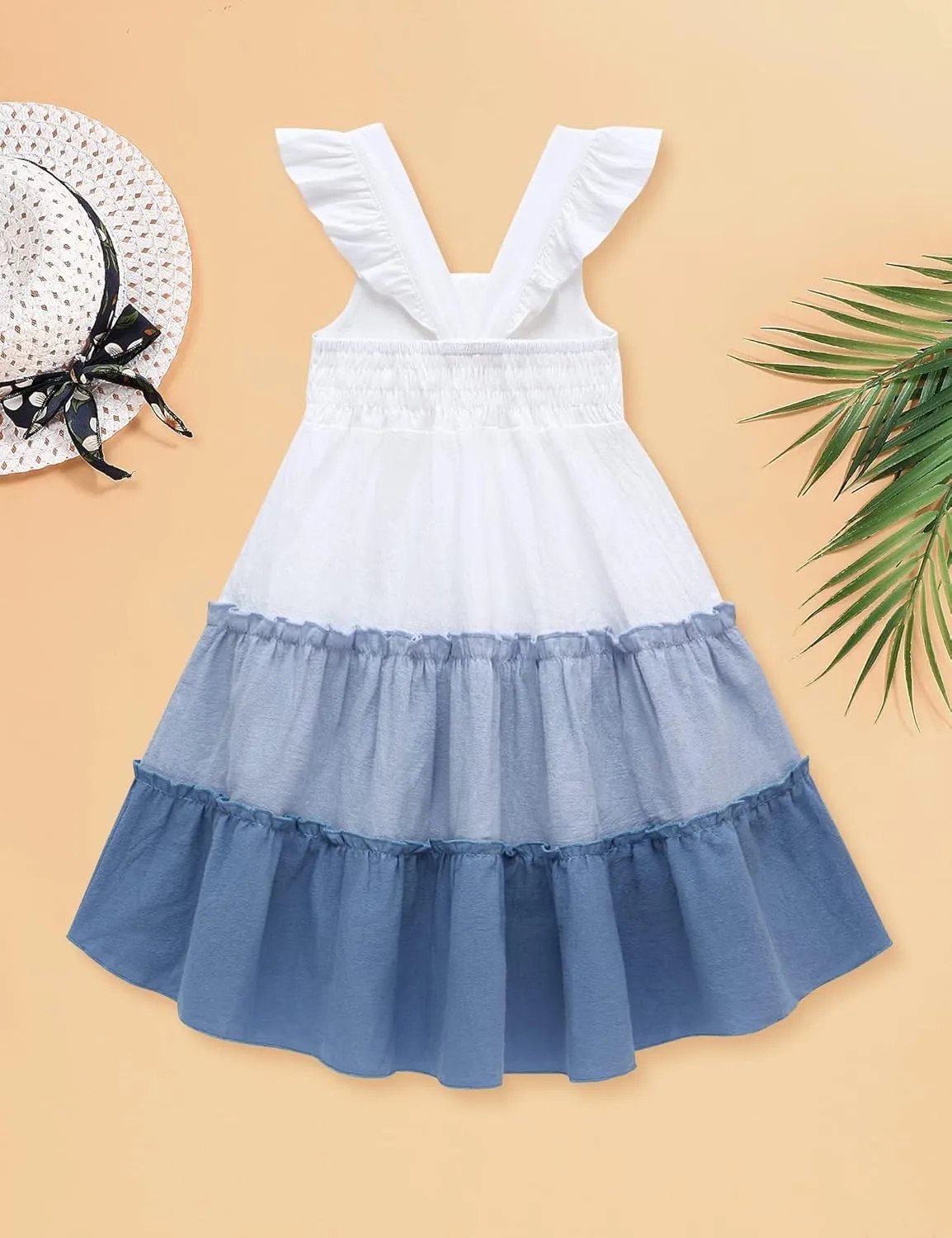 Hipea Toddler Baby Girls' Dresses Outfits Sleeveless Backless Colour Block Dress Kids Casual Beach Dresses